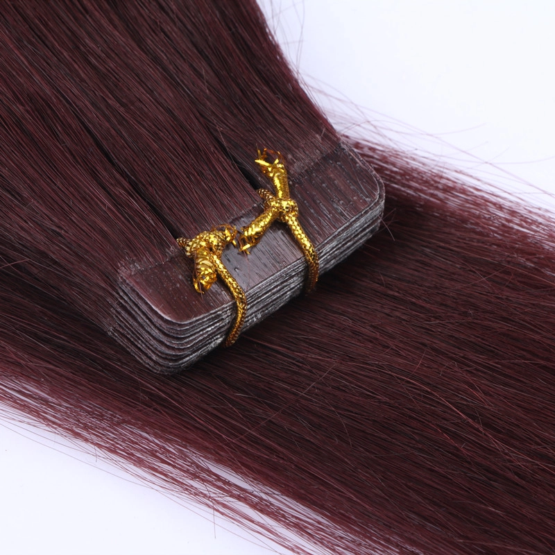 EMEDA Burgundy wine red #99J Tape in hair extension for thin hair  HJ 041